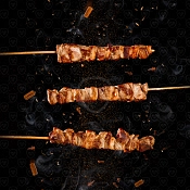 Brochette d'agneau. Al Ras al Hanout