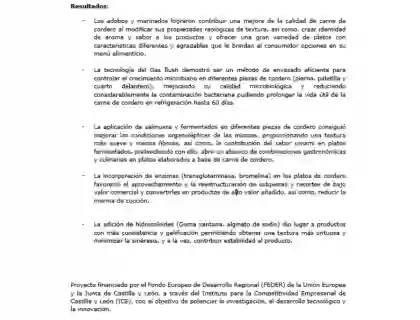 Investigación y desarrollo sobre nuevos productos diferenciales y de alto valor añadido a partir de cordero.